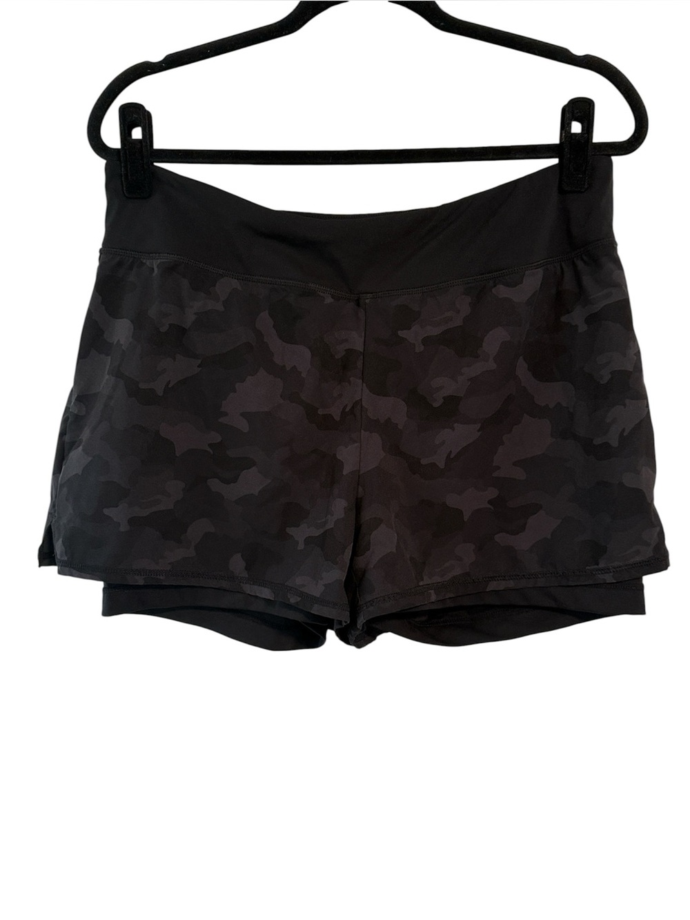 90 Degree by Reflex Grey and Black Camo Athletic Shorts